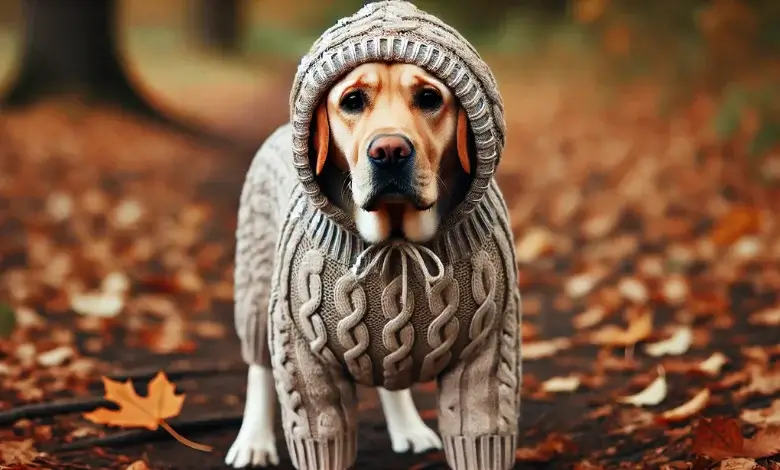 Hooded Cable Knit Dog Sweater