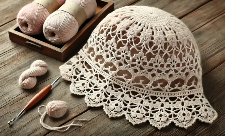 Openwork Lace Crochet Hat