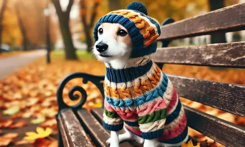 Striped Cable Knit Dog Sweater