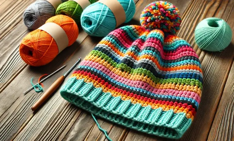 Striped Crochet Beanie