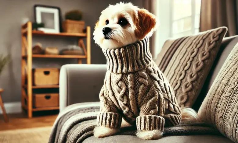 Turtleneck Cable Dog Sweater