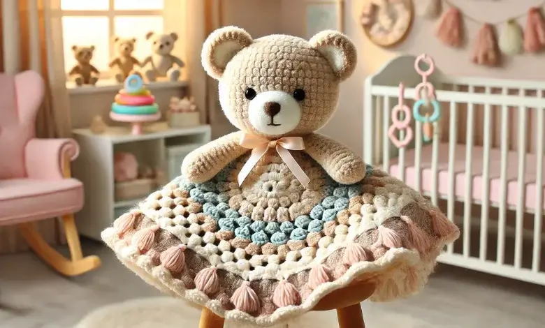 Crochet Baby Teddy Bear Lovey 