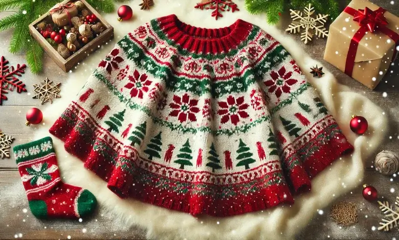 Christmas Poncho Knitting Pattern