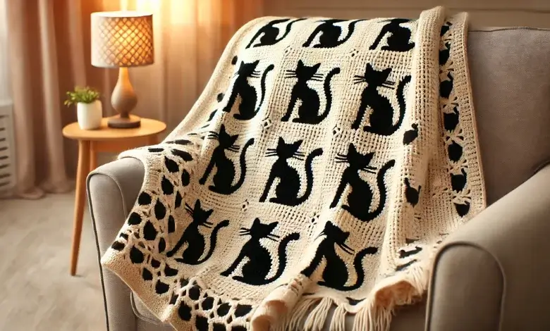 Cozy Cat Silhouette Blanket