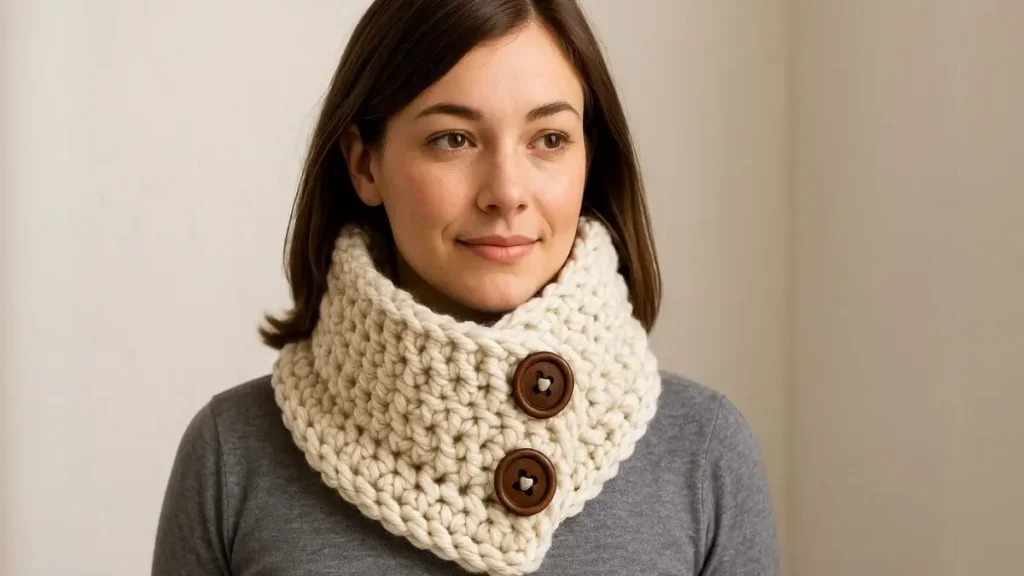 Bulky Cowl with Button Detail Crochet Pattern