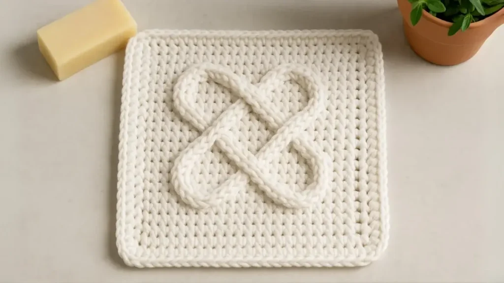 Celtic Knot Dishcloth in Cotton Yarn