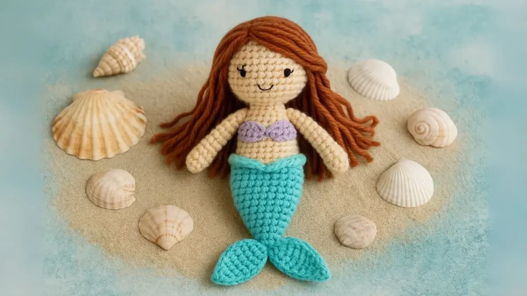 crochet mermaid doll with long hair