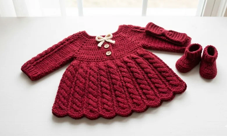 Holiday crochet baby dress