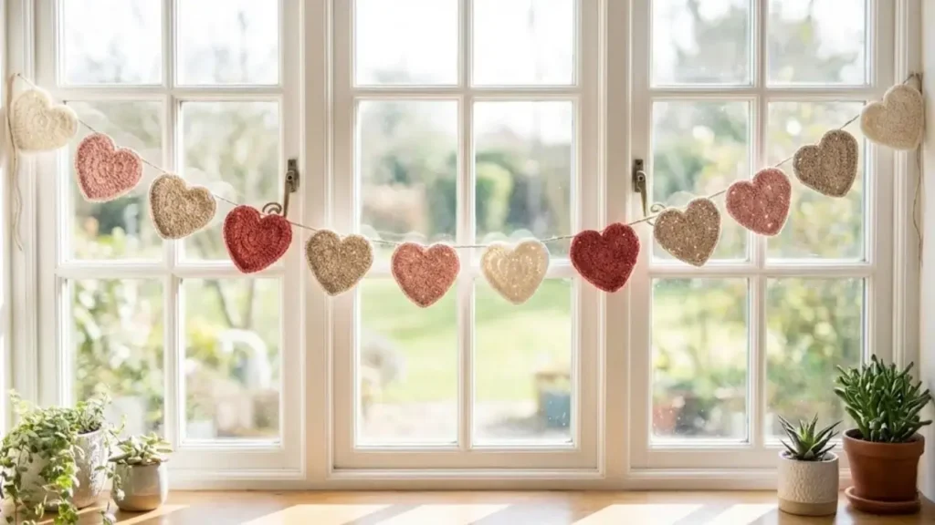 Crochet Valentine Heart Garland Décor