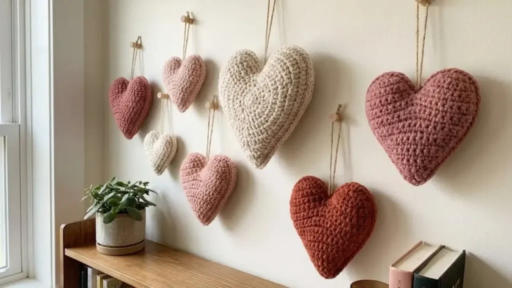 Crochet Valentine Wall Hearts Décor